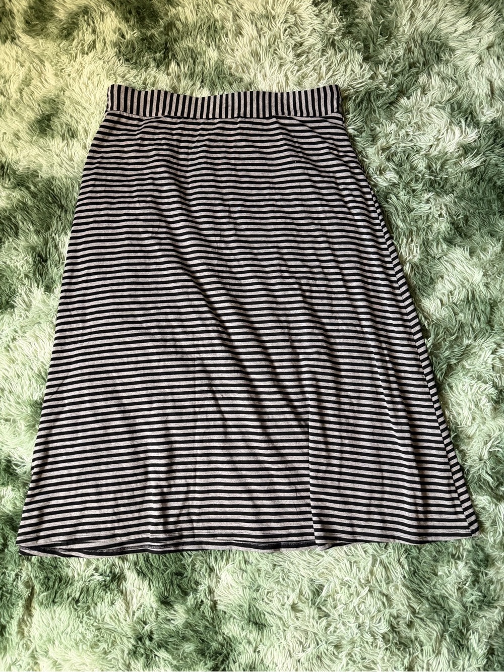 Dress Barn Black and White Striped Midi Skirt